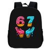 Printed Kindergarten 67 Six Seven Schoolbag, Cartoon Animation 12-inch Backpack Casual and Light