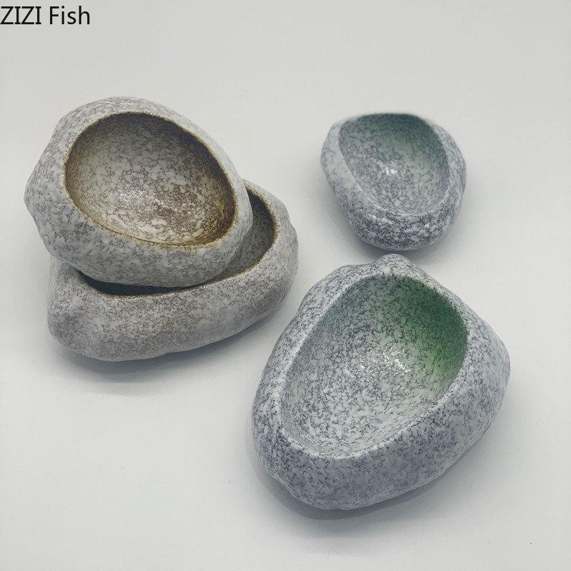 Japanische kreative Steinschale, Keramikgeschirr, Restaurant, Sashimi, Sushi-Teller, Lebensmitteldekoration, Dessertschale, Schüssel für die Küche zu Hause