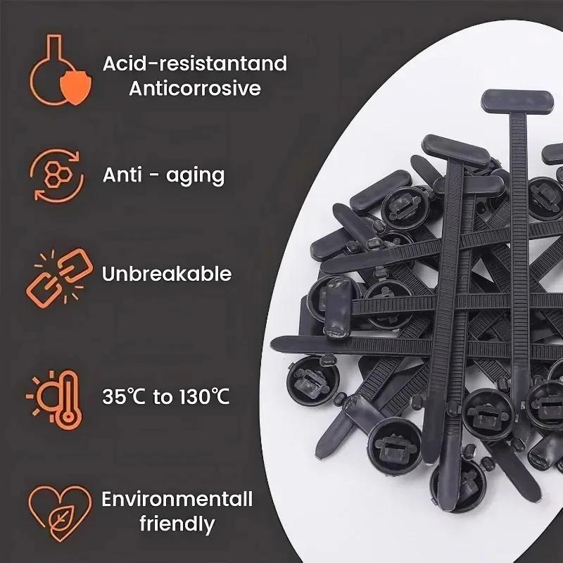 100-10set Self-locking Nylon Universal Cable Tie Buckle Heavy Duty Zip Ties with Pin & Button Car Daily Repair Fastening Strap