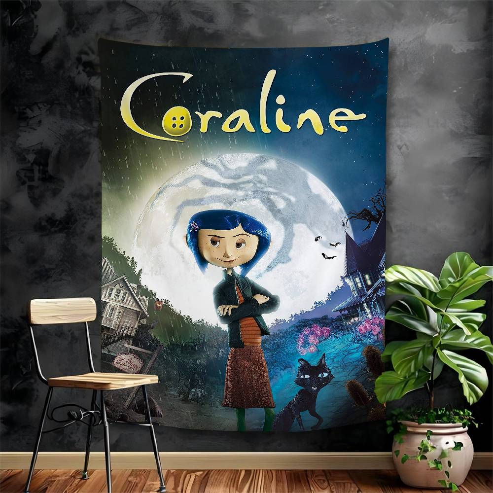 

Coraline Classic Movie DIY Wall Tapestry Hippie Flower Wall Carpets Dorm Decor Wall Art Decor 74x94cm(29x37in)