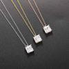 Korean Style Pendant Necklace for Women Square Cut Crystal Choker Chain Simple Gold Color Necklaces Accessories Jewelry N505