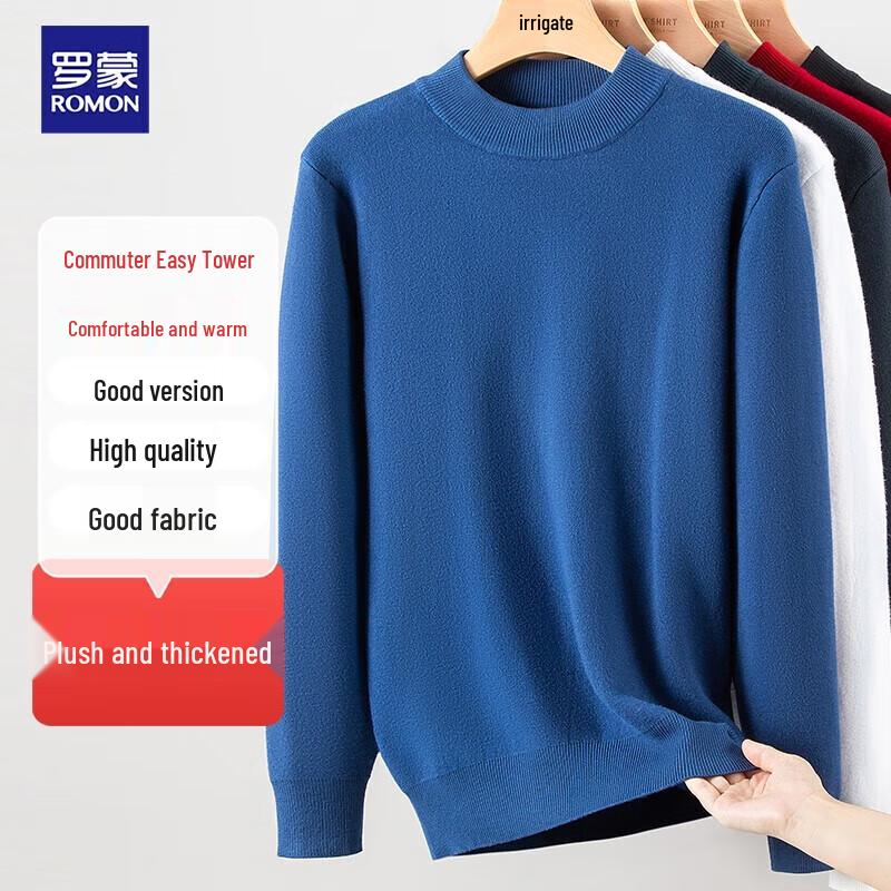 Luomeng Men's Fleece-Lined Mock Neck Pullover Sweater