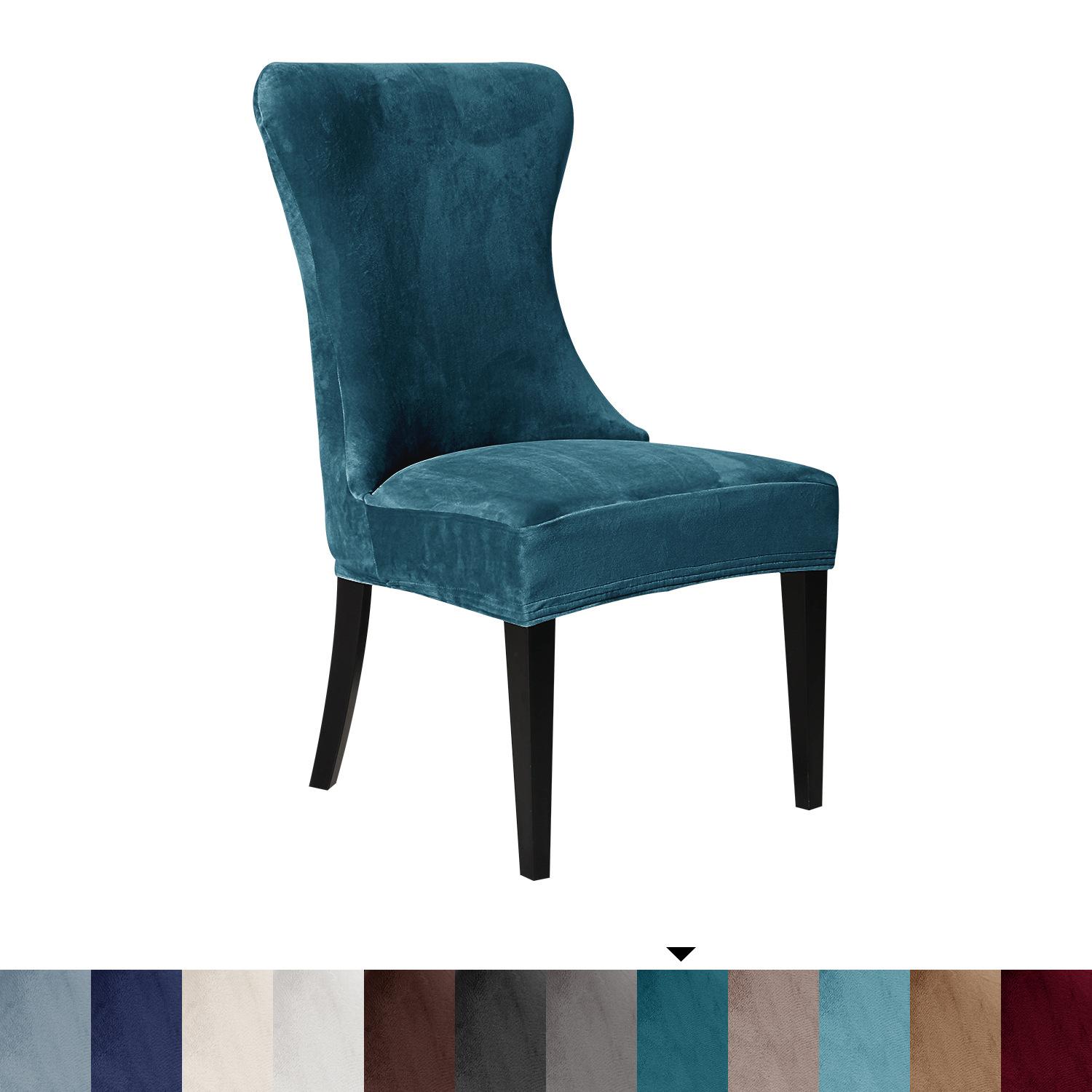 Супер мягкий бархатный однотонный эластичный чехол на четыре сезона для дома, отеля, ресторана, боковой чехол на стул, чехол 1pc темно-синий