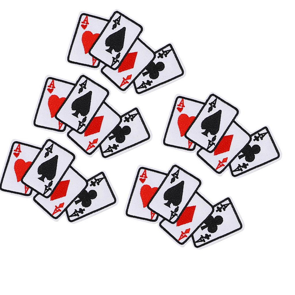 5pcs Poker Ace Clothes Patch Iron On Playing Card Applique DIY T Shirt Fabric Sticker
