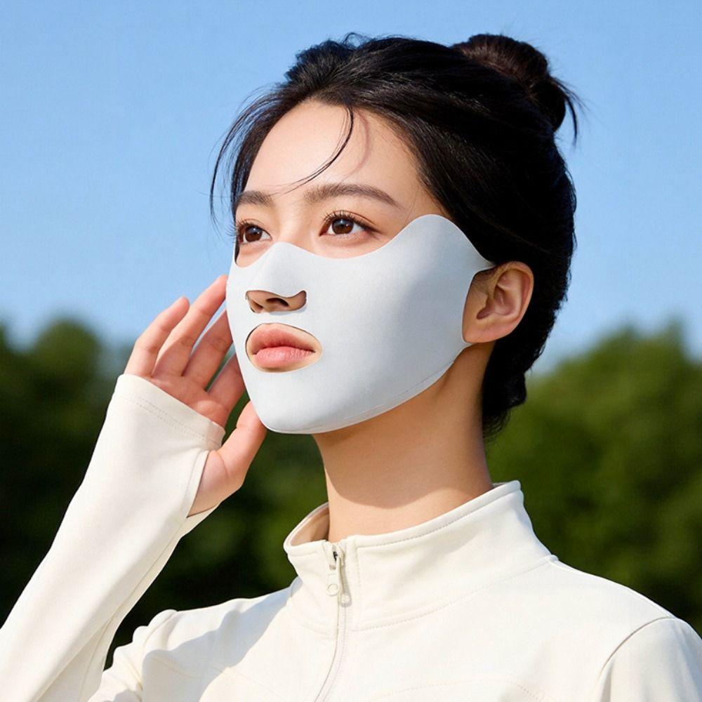 Adjustable Summer Ice Silk Mask Breathable Thin Face Cover UV Protection Sunshade Sunscreen Mask Golf