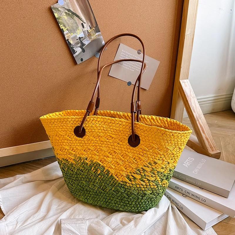 Handgemaakte Dames Handtassen grote Geweven Dames Schoudertas Zomer Riet Strandtassen Shopper Manden Boheemse Rotan Tote Bag