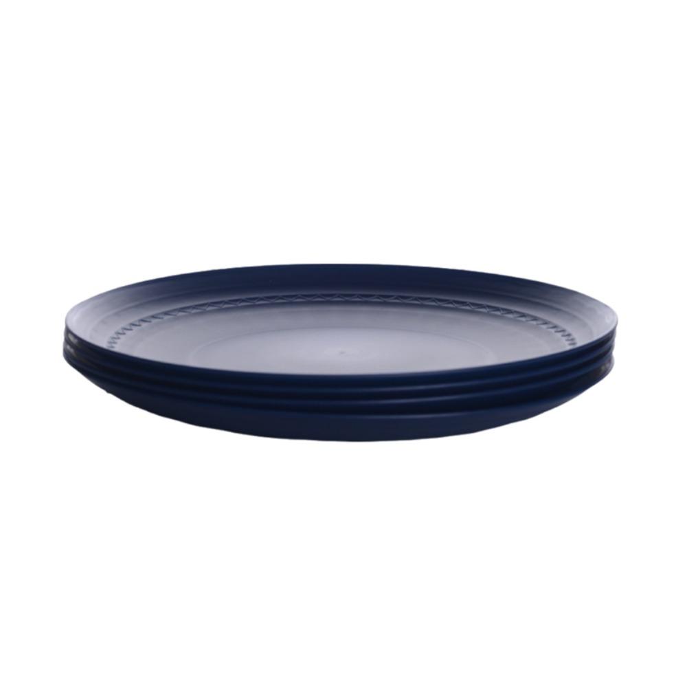 4PCS Heat-resistant Plastic Dessert Plate Round Snack Tray Practical Salad Dish  Outdoor