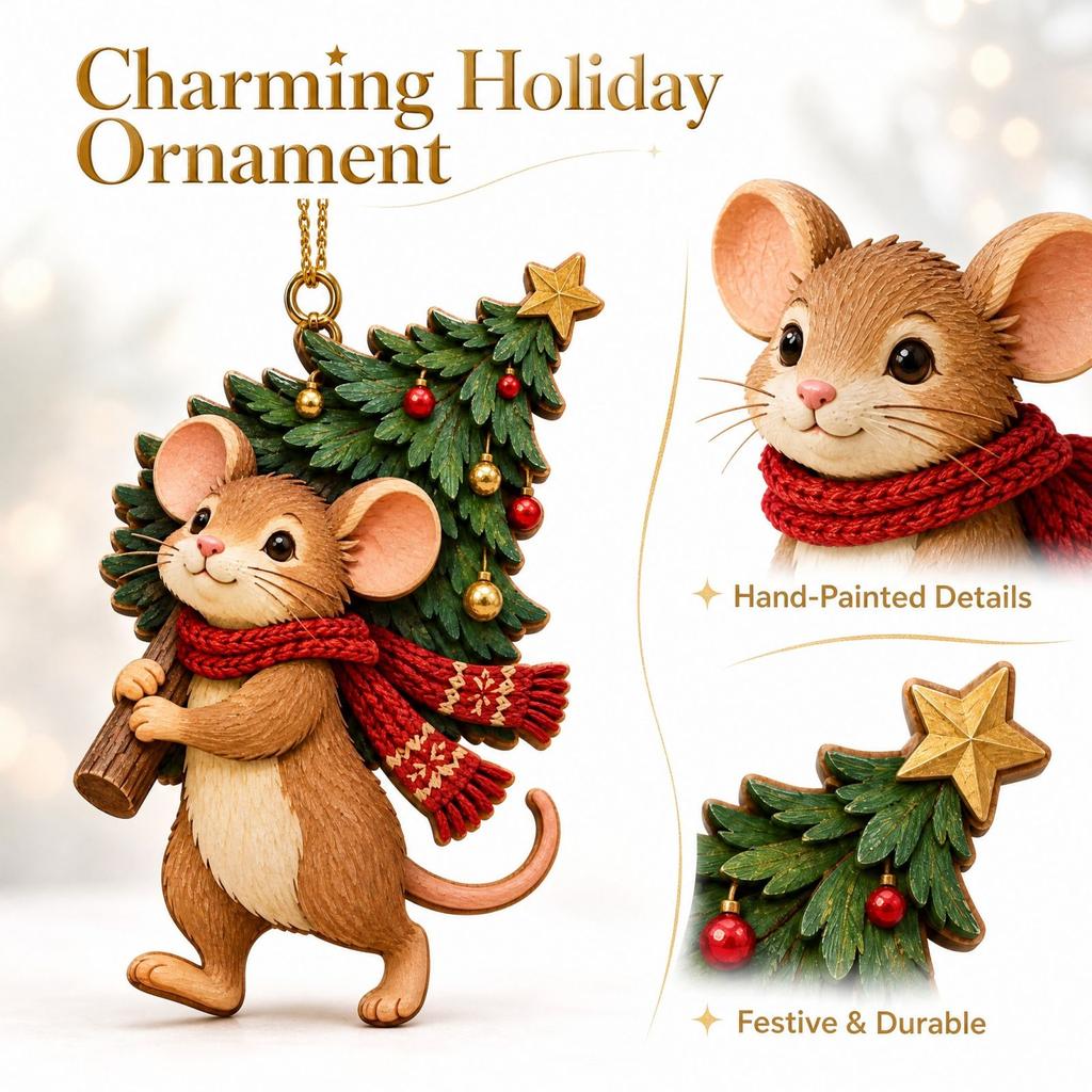 Christmas Tree Acrylic Ornament, 2D Flat Holiday Hanging Decoration for Festive Home Decor