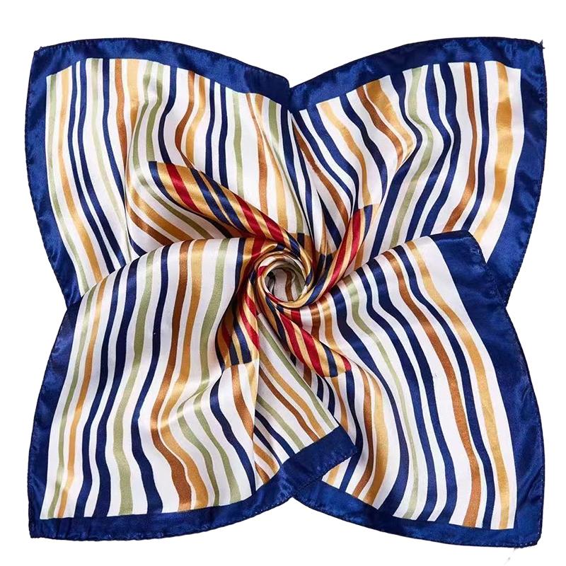 

50см*50см Женский шейный платок Мягкие шарфы Летний атласный Модные аксессуары Полосатый принт Удобный 10 цветов