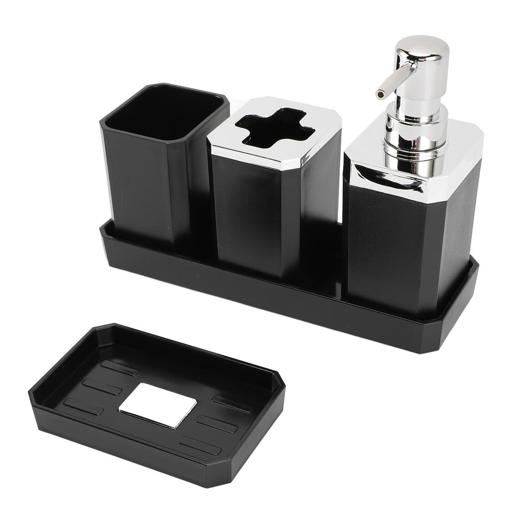 Bathroom Accessories Set Bath Ensemble Set with Toothbrush Holder Cup Lotion Bottles Soap Dish Tray