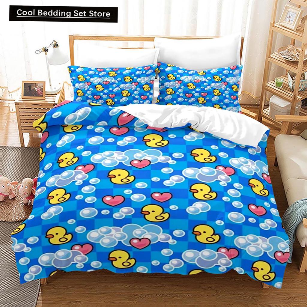 Yellow duck Bedding Set Single Twin Full Queen King Size Little duck Bed Set Aldult Kid Bedroom Duvetcover Sets 3D Print 015