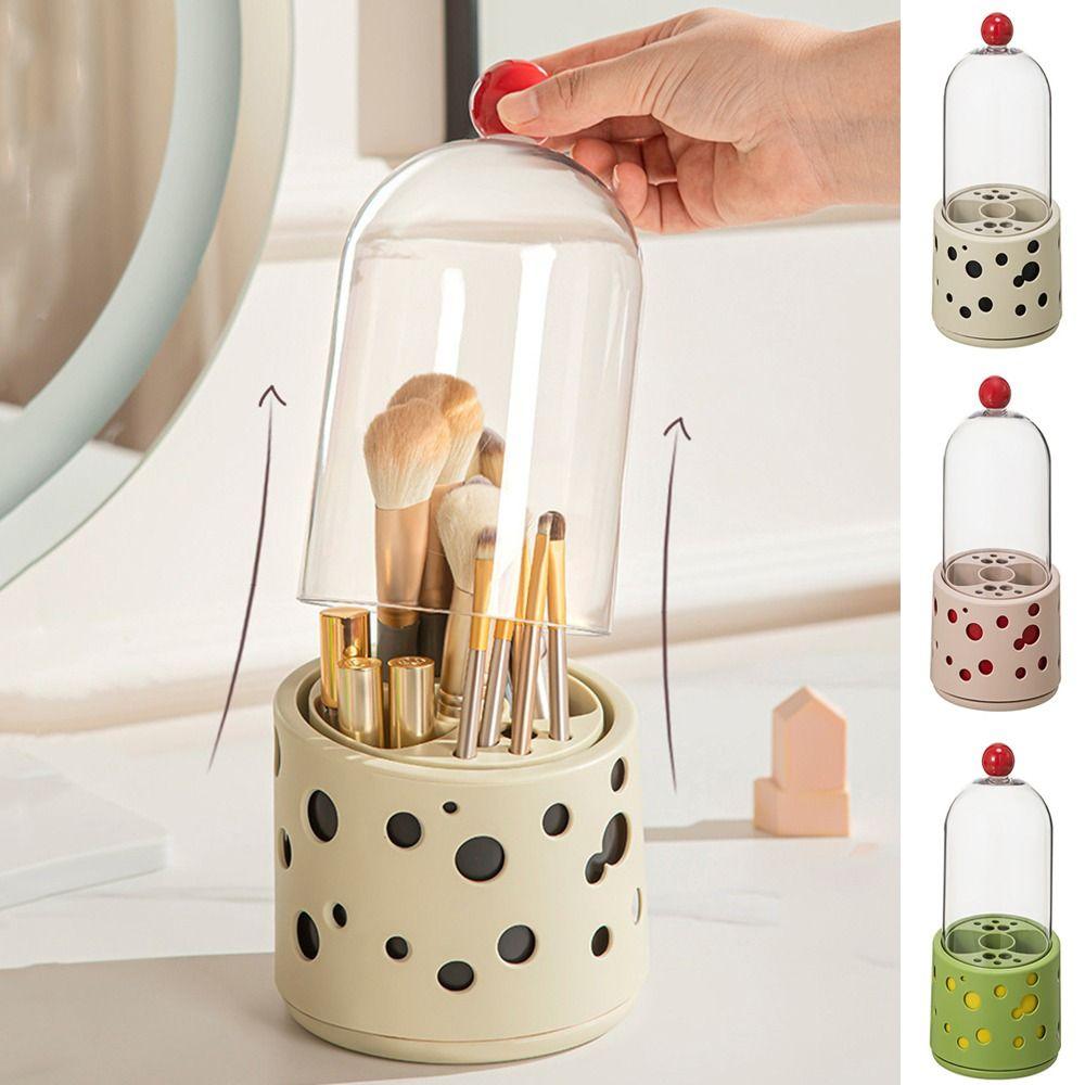 

Plastic Cosmetic Display Cases Dustproof 360 Rotating Makeup Organizer Bathroom