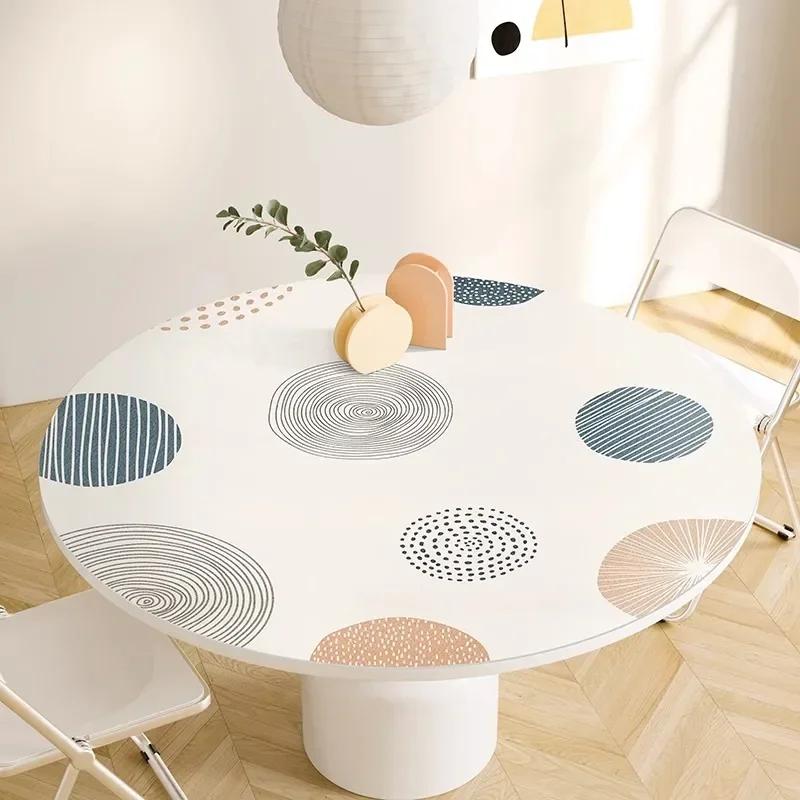 Round Waterproof Tablecloth Pvc Oil-proof Anti-scalding Dining Table Mat Japanese Minimalist Style Home Decoration Tablecloths