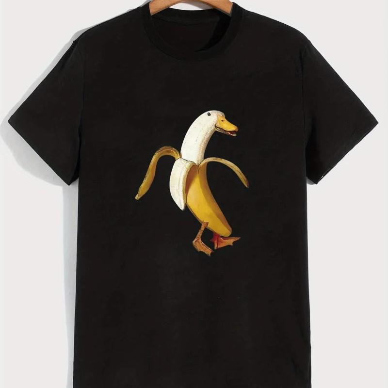 

Vintage Unisex Harajuku Tshirt Banana Duck Pattern Print Unisexs Comfy Cotton Lady Tshirt Summer Graphic Boys Tee Black Humor 3XL