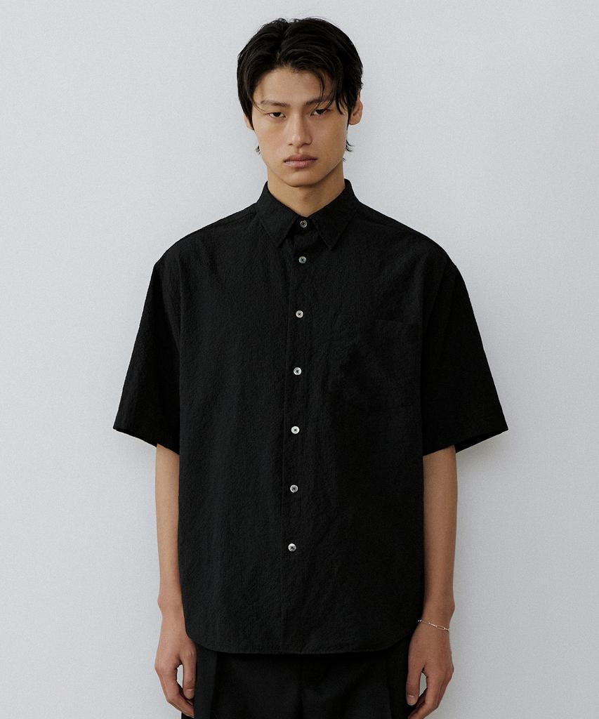 ENDOOR Washed Seersucker 1/2 Shirt (Black)