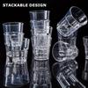 6pcs Plastic Drinking Glasses Unbreakable Juice Cups Stackable Clear Beverages Iced Hot Tea Glassware for Cocktail Soda Beer Tumbler Cup