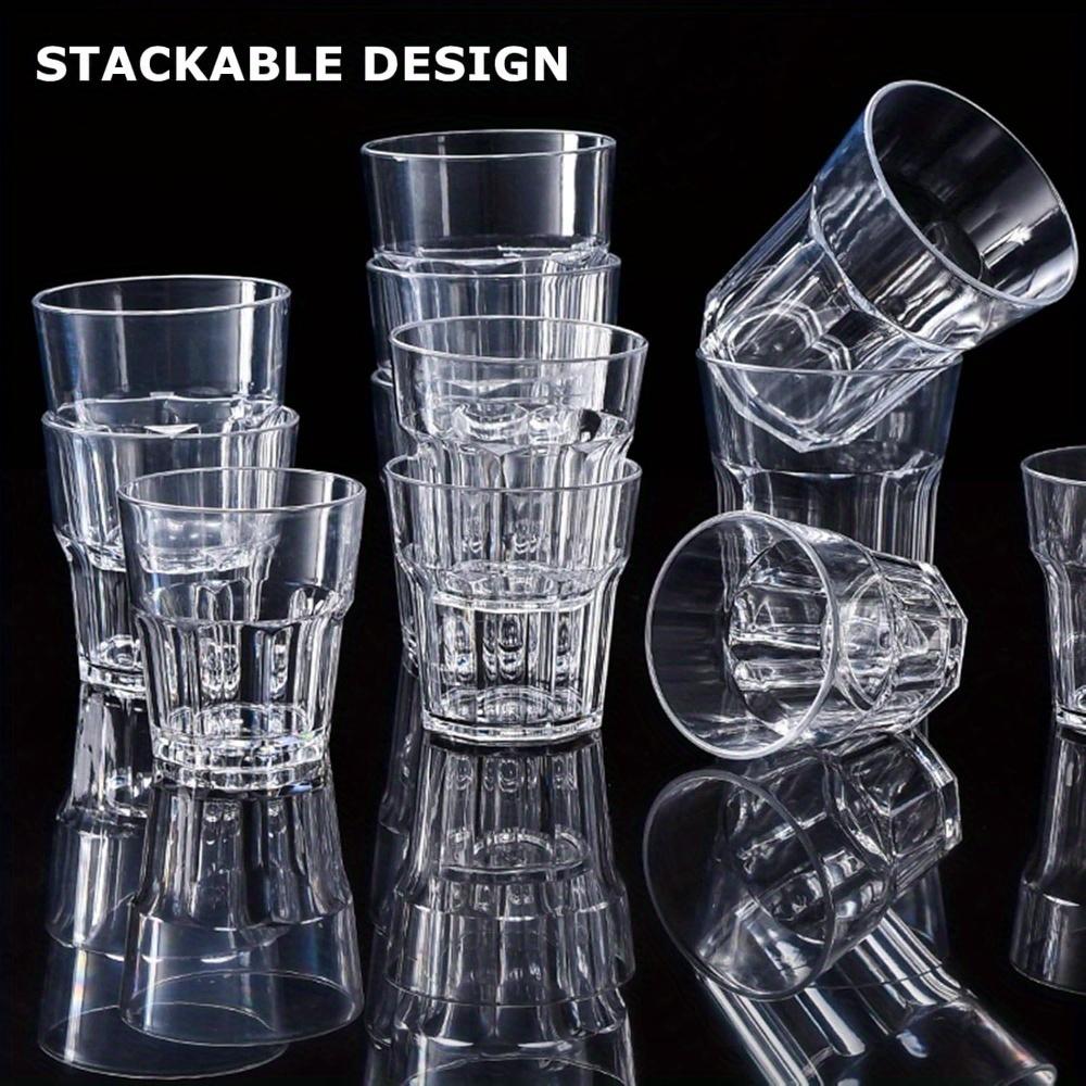 6pcs Plastic Drinking Glasses Unbreakable Juice Cups Stackable Clear Beverages Iced Hot Tea Glassware for Cocktail Soda Beer Tumbler Cup