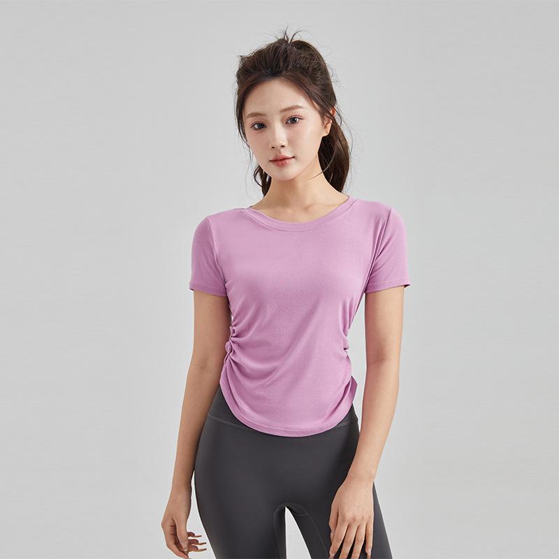 

Облегающий быстросохнущий топ для йоги весна/лето – подчеркивающий талию, короткий рукав, эластичная спортивная одежда M