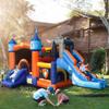 Castillo Inflable para Fiestas Infantiles, Castillo Hinchable con Toboganes y Piscina de Bolas, Juego de Lanzar Anillas, Aro de Baloncesto, Obstáculo