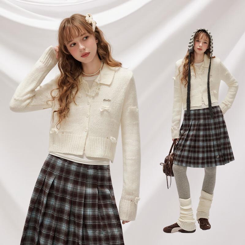 UNIFREE French Knit Bow Cardigan