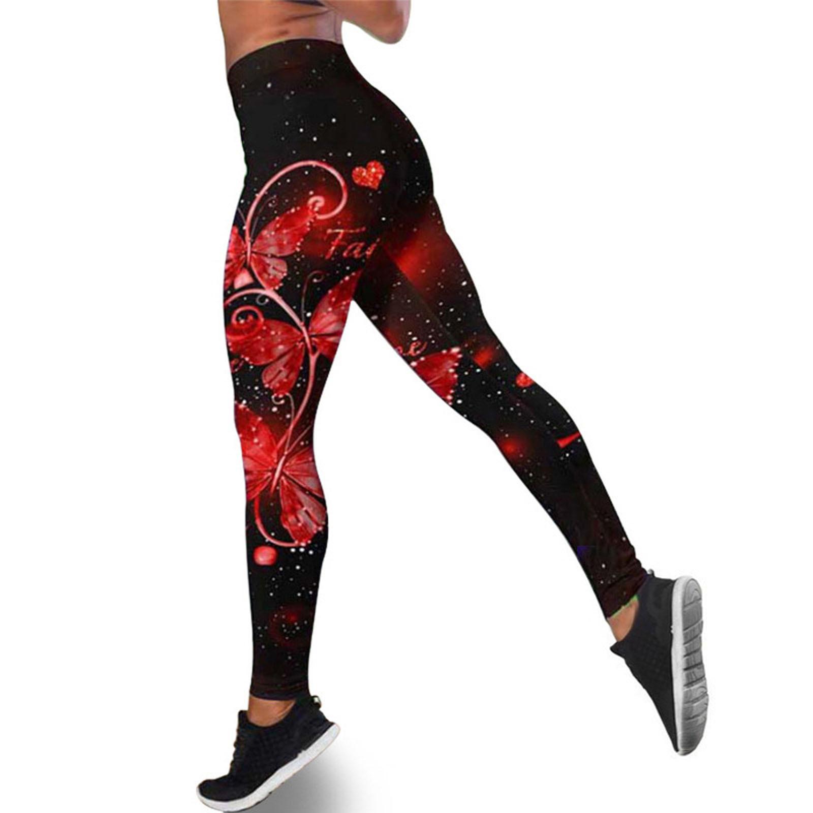 

Women s Fashion Printed And Winter Sports Bodybuilding Small Foot Yoga Pants XXXL червоний