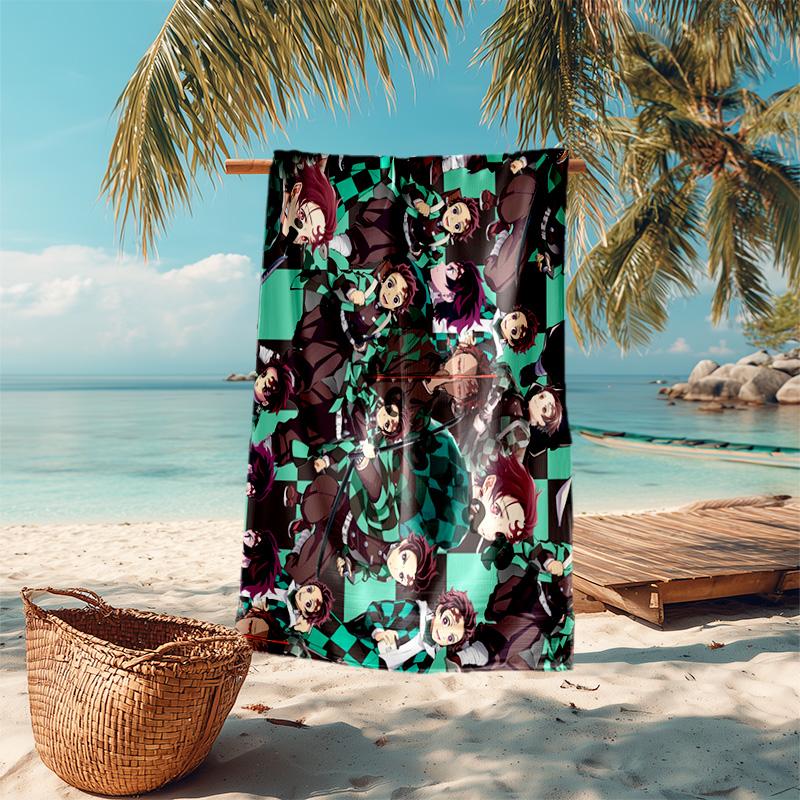 Japanese artist Koyoharu Gotouge's Demon Slayer beach towel, outdoor camping vacation swimming beach towel, outdoor absorbent bath towel blanket K18