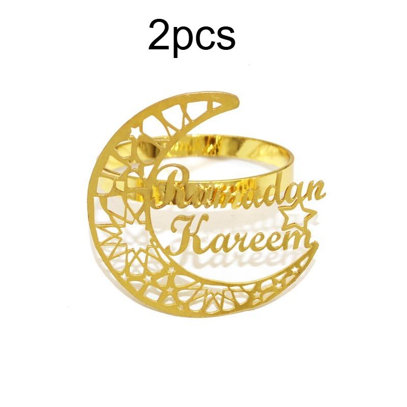 

2/6pcs Eid Al Fitr Party Decoration Moon Napkin Ring, Napkin Buckle, Metal Napkin Ring, Eid Al Fitr Decoration Supplies, Gifts