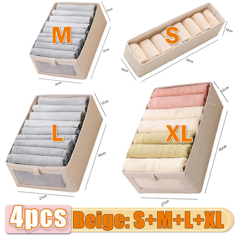 Clothes Storage Box For Household Visible Wardrobe Storage Organizers Foldable T-Shirts Jeans Underwear Pants Organizer Box