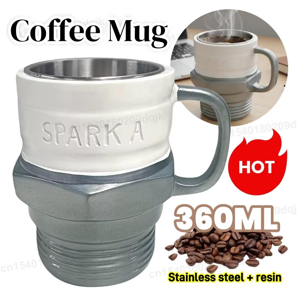 360ml Spark Plug Mug Coffee Cup Suitable For Car Enthusiasts And Collectors With Spark Plug Mark Cup Coffee Cup
