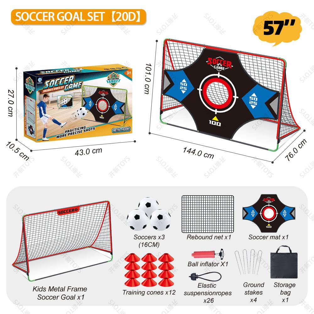 57 Inch Kids Soccer Goal Set Iron Soccer Training Equipment Outdoor Sports Gift Portable Soccer Toy