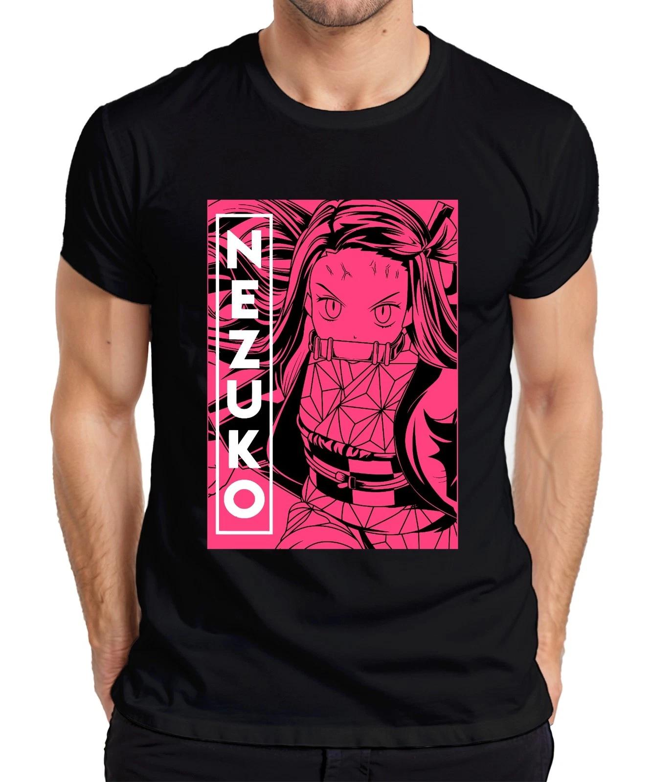 Nezuko Demon Slayer Kimetsu no Yaiba Bambus Beißstück Rosa Herren T-Shirt L