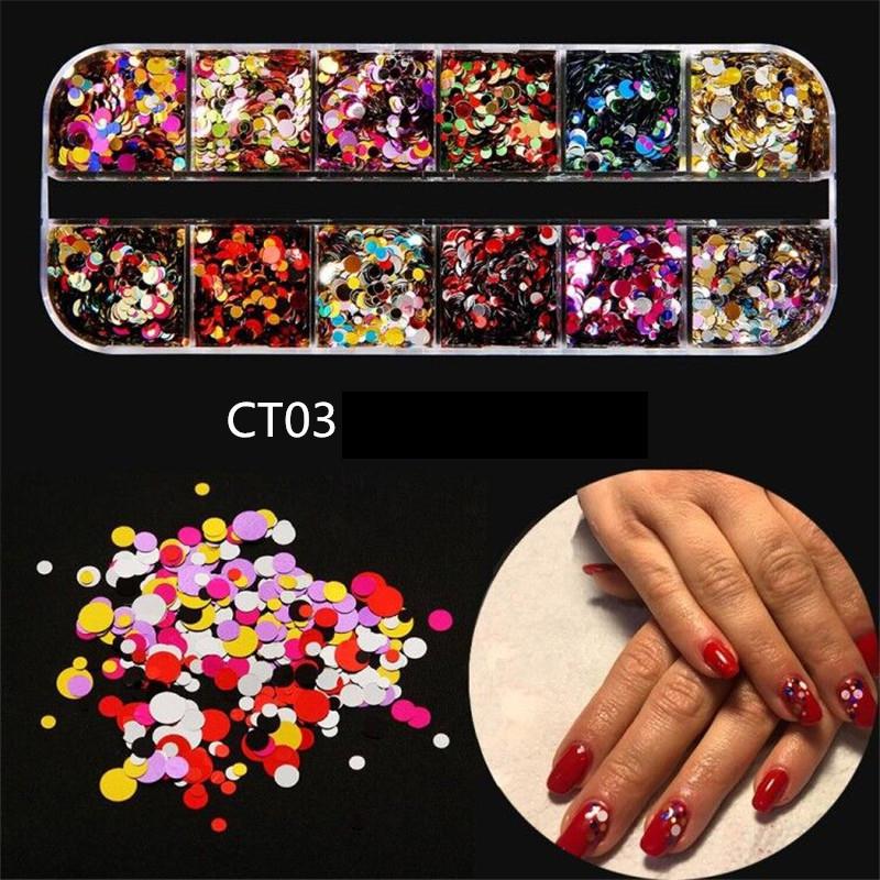 12 Grids Colorful Crystal Nail Art Rhinestones Acrylic Nail Stones Beads Studs Flat Back Shiny Tips 3D Nails Art Decorations