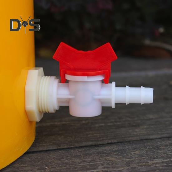 2Pcs Rabbit Watering Bucket Connector Kit Bulkhead Fitting Barb Ball Valve Mesh Washer Drinking System Connector for 5/16" ID Hose Connector
