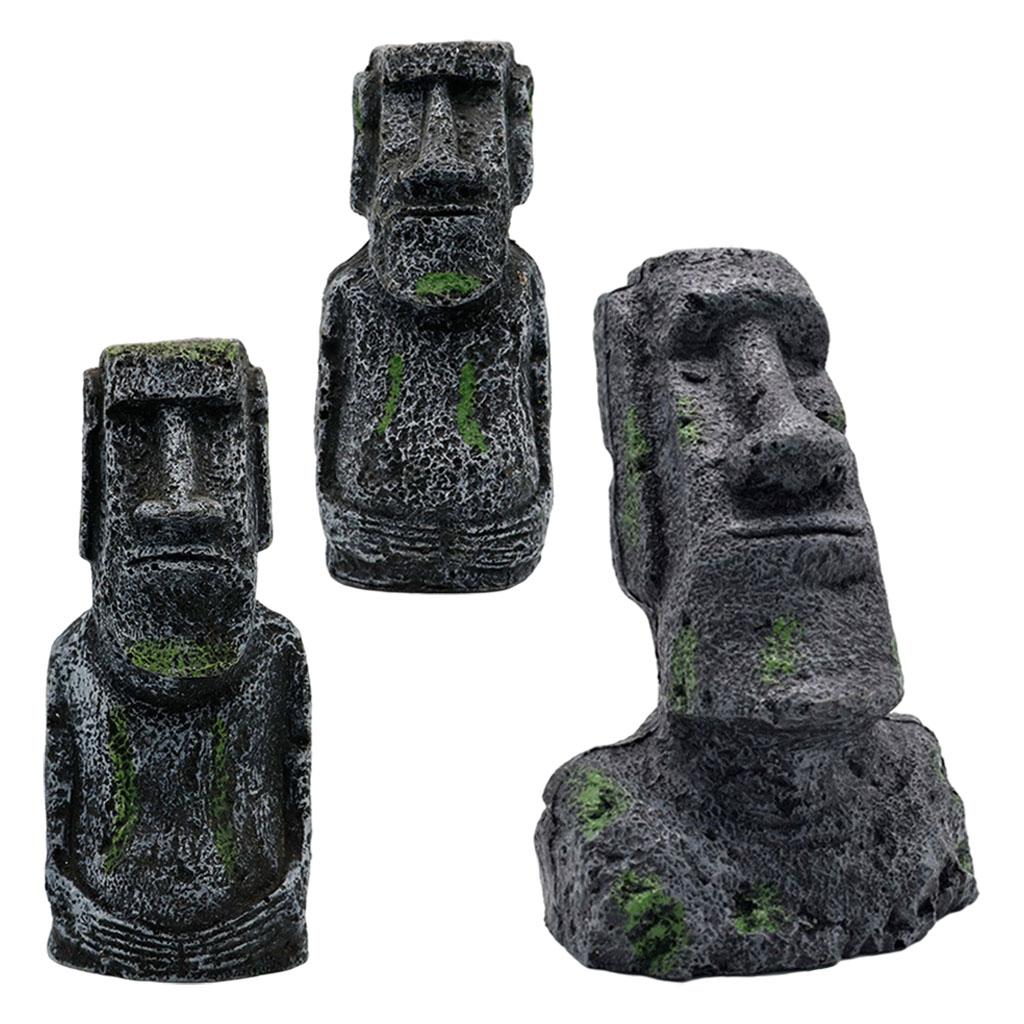 

Aquarium Moai Statues Easter Island Head Ornaments Statues Fish Tank Landscaping Decor Home Tabletop Terrarium Aquascaping 5x3x12cm