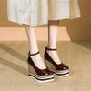 Dámské boty na klínu s kulatou špičkou, vysoký podpatek, platforma, univerzální lodičky, silná podrážka, dámské ležérní společenské boty, elegantní, De Mujer