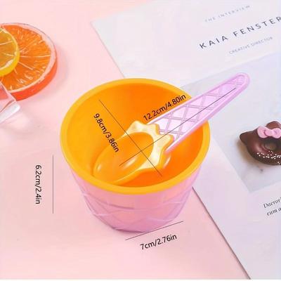 2pcs-New Ice Cream Bowl Spoon Set Durable Children Gifts Lovely Dessert Bowl DIY Ice Cream Tools Icecream Bowl+spoon