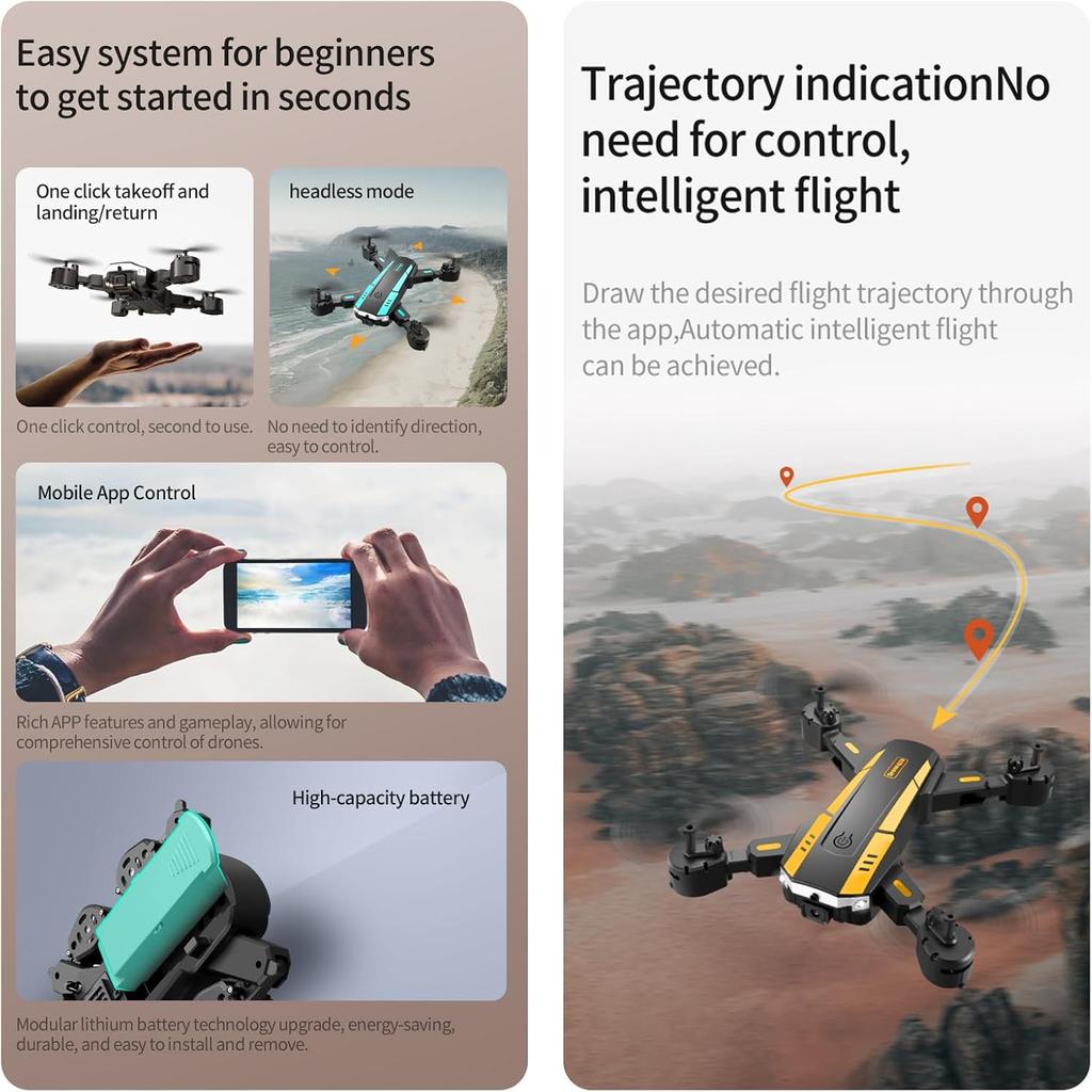 Foldable Drone with 1080P HD FPV Camera - 3D Flip,540 ° Intelligent Obstacle Avoidance,Gesture Recognition, Intelligent Hovering