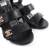 Great CHANEL Sandals COCO Mark Turn Lock Leather black leather Women 37 G37387 Used