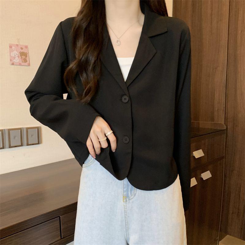 Petite Women's Loose Fit Spring/Autumn Jacket - Long Sleeve Suit Top, Short Casual Style