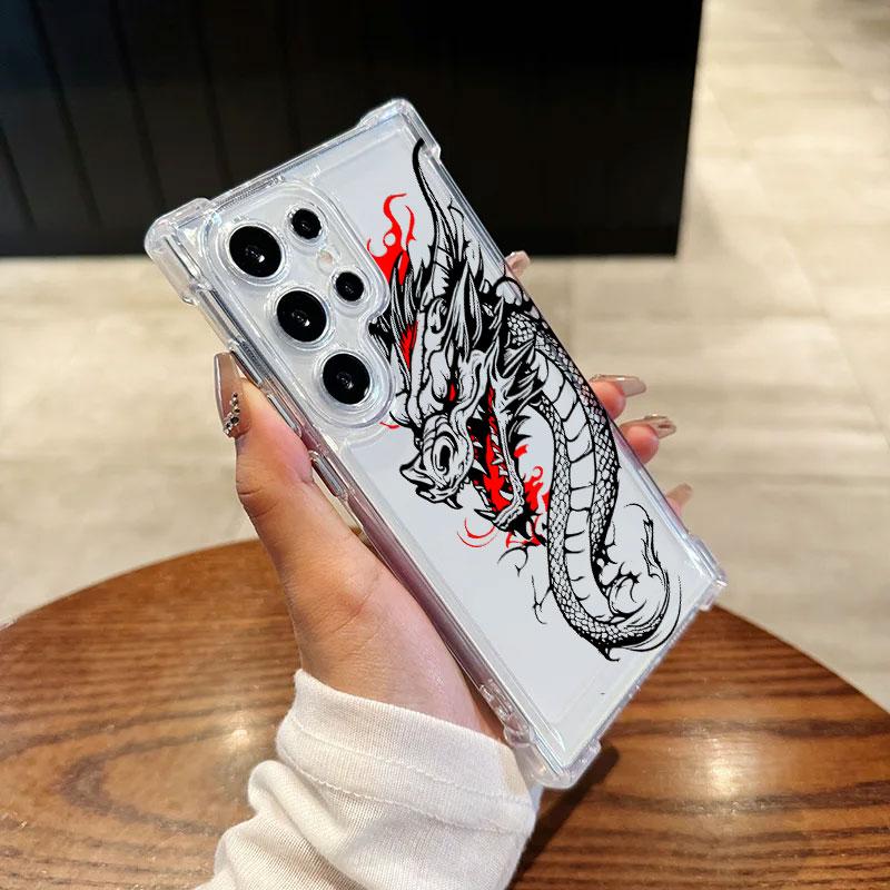 Fashion Dragon Tattoo Pattern Art Phone Case For Samsung Galaxy S25 FE S26 S24 S23 S22 S21 S20 Ultra S26 Plus S25FE Clear Cover