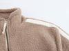 Women's 2024 Winter Camel Lambswool High Neck Zip Jacket with Side Stripe