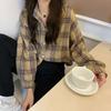 Cotton autumn new Harajuku shirt women's loose versatile and thin plaid shirt cardigan medium and long coat tide