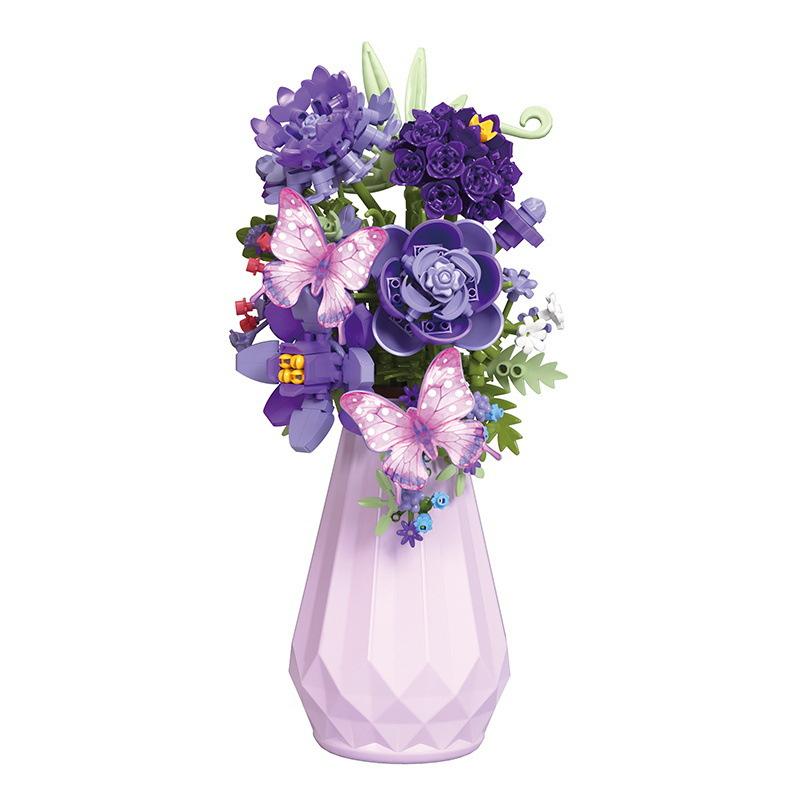 Romantic Flower Bouquets Building Blocks Set - Floral Assembly Construction Toy For Holiday Gift Idea