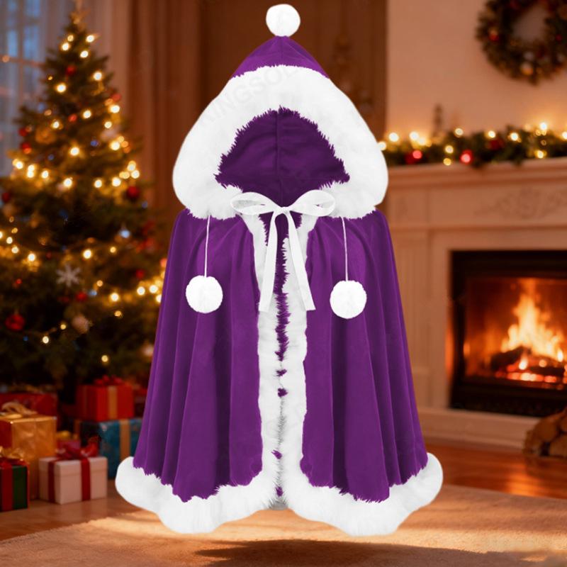 Gender-Neutral Gold Velvet Santa Claus Christmas Party Cloak Shawl