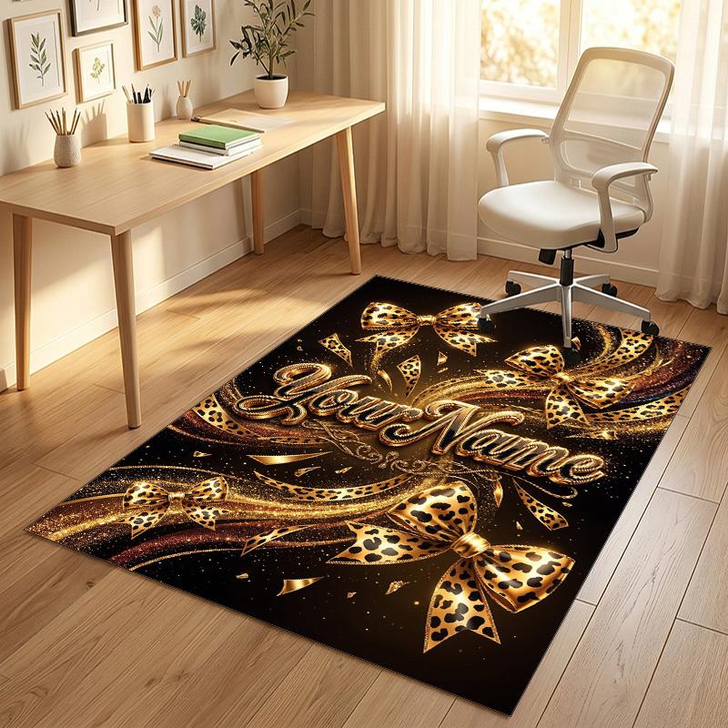 Decorative Artwork Theme Crystal Velvet Rug Personalized Custom Name Text Soft Floor Mat Home Decor