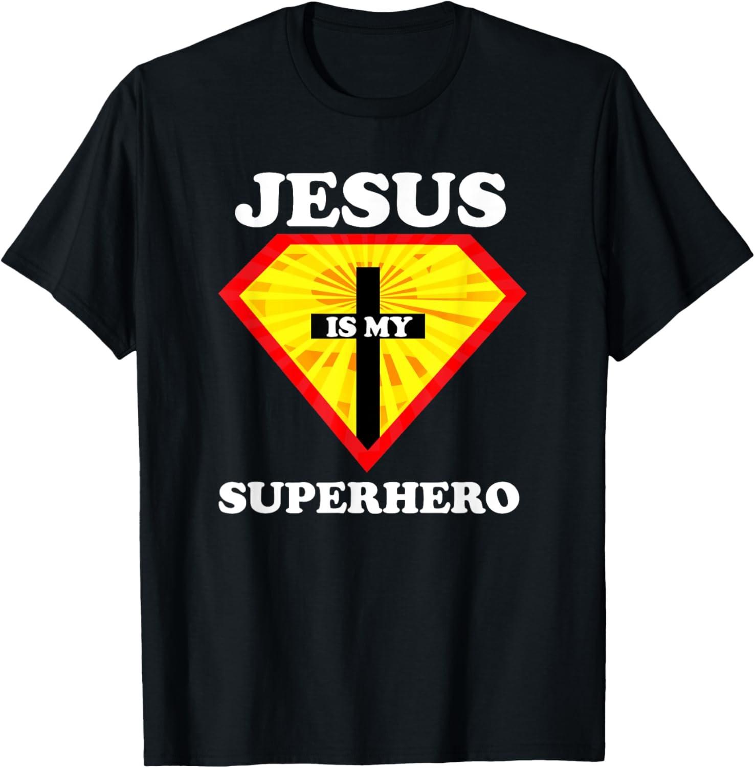 Jesus Is My Superhero Cute Powerful Christian Gift American T-Shirt S разноцветный