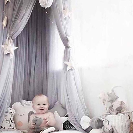 Tenda da Culla in Pizzo per Bambini Tenda a Cupola Rotonda Tenda Sospesa Zanzariera Decorazione Stanza Bambini