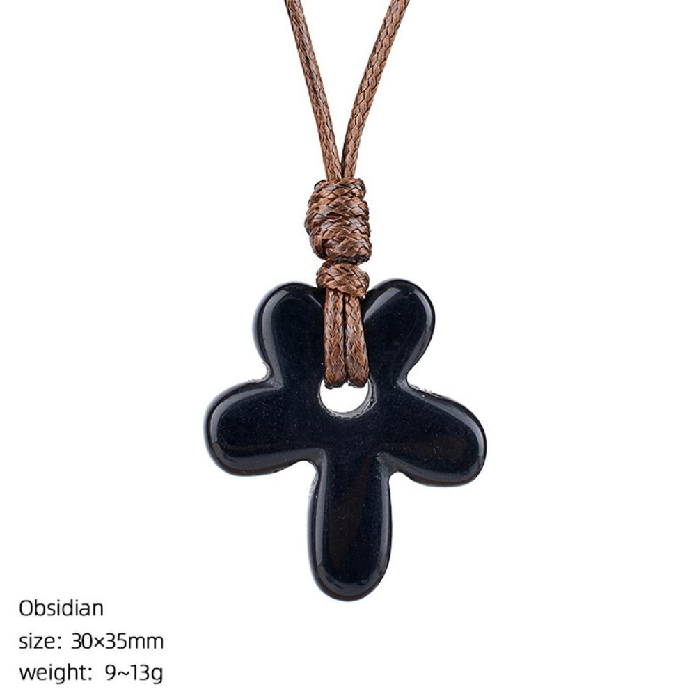 Semi-Precious Agates/Amethyst Necklace Five-Petal Pendant Necklace  Birthday Gifts