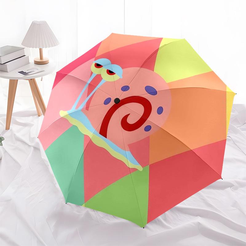 1pc Snail with Big Eyes On Colorful Background Umbrella with Plastic Handle,Suitable for All Seasons Home Travel Outdoor UmbrellaM1345