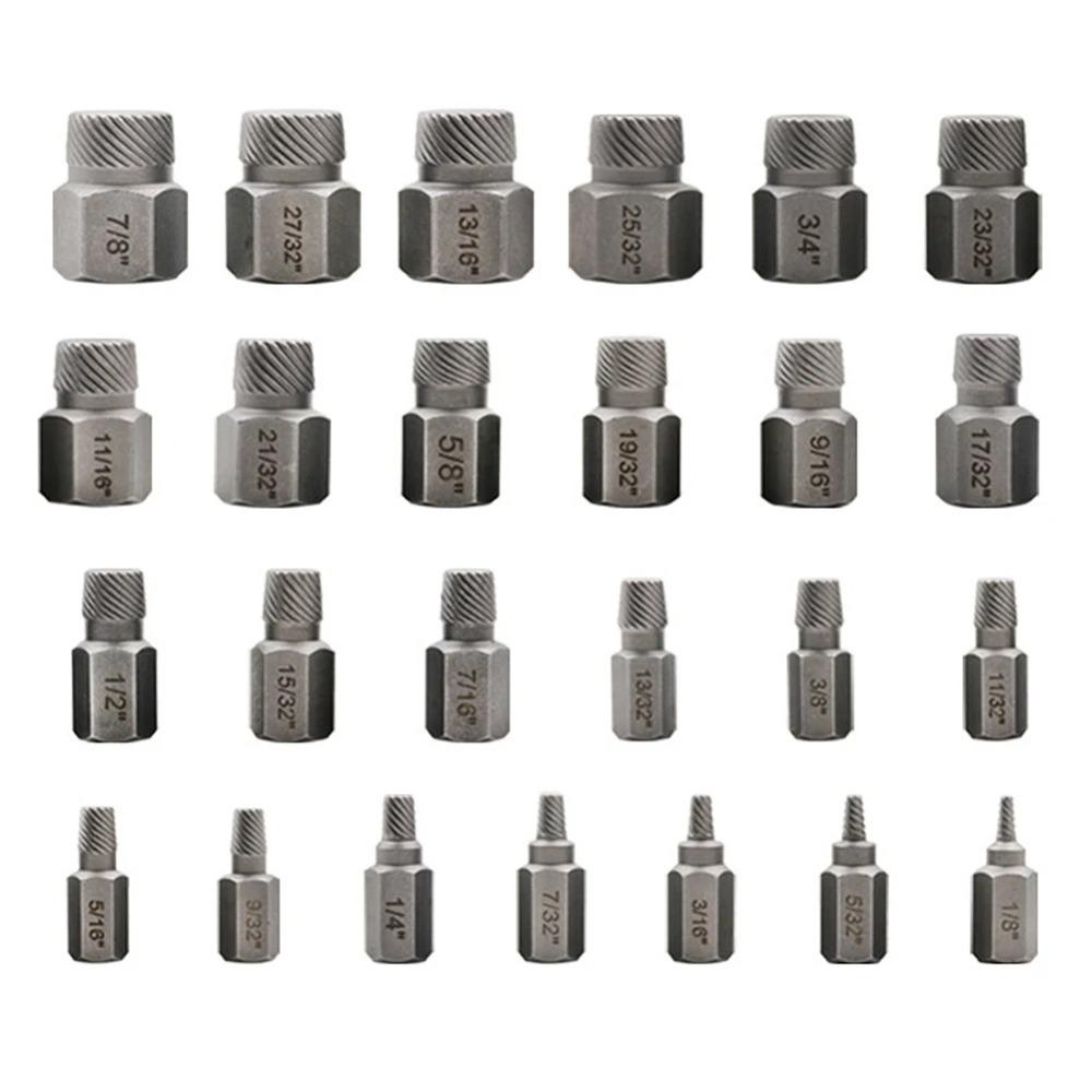 25Pcs Easy Out Bolt Extractor Set Multi-Spline Screw Remover Set Removing Stripped
